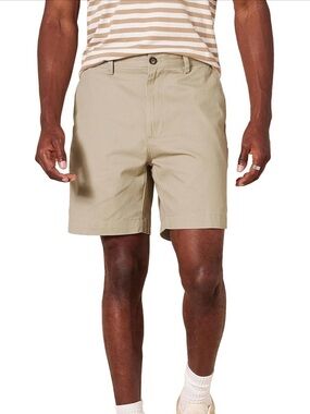 Amazon Essentials Men's Khaki 7”Chino Shorts Size 38